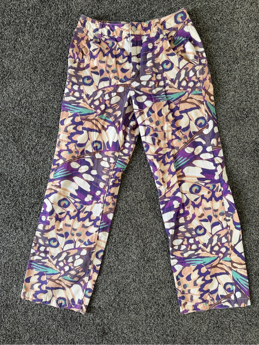 Forever 21 Abstract Butterfly Denim Pants